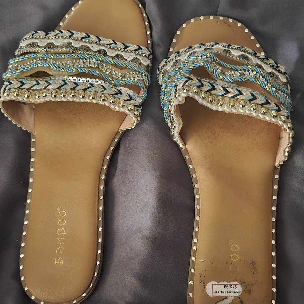 Bamboo Women's Multicolor Braided Slide Sandals